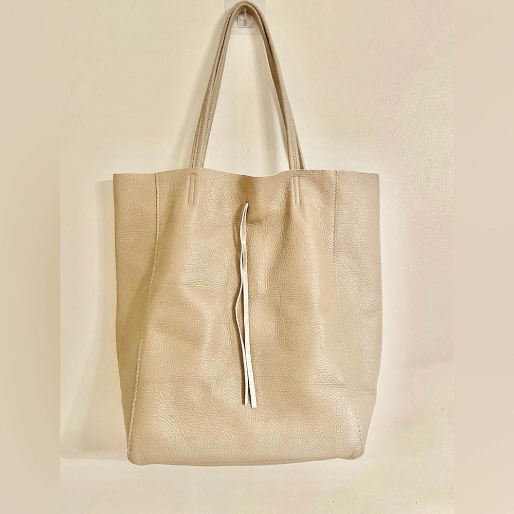 Prodotto Artigianale Vera Pelle Italian Pebbled Leather Womens Tote Tan